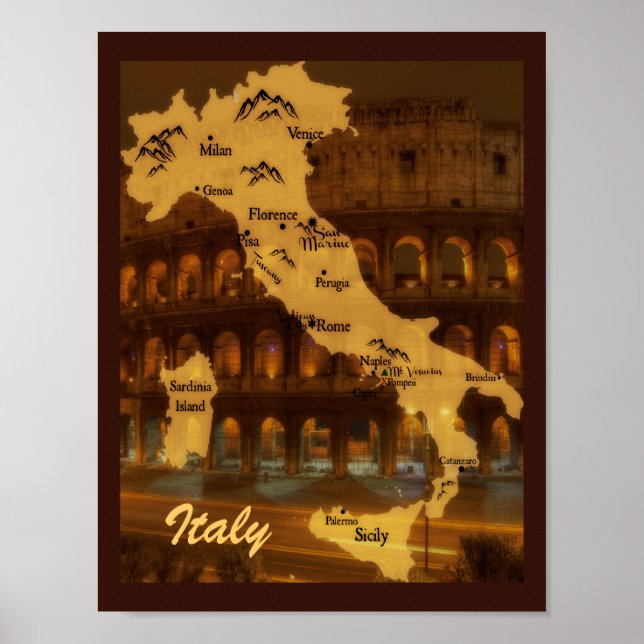 Karte Italiens Poster (Vorne)