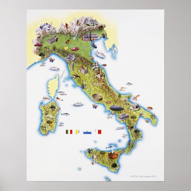 Karte Italiens Poster (Vorne)