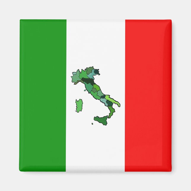 Karte Italiens und italienische Flagge Magnet (Vorne)