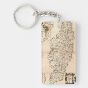 KARTE: JAMAIKA, 1755 2 SCHLÜSSELANHÄNGER