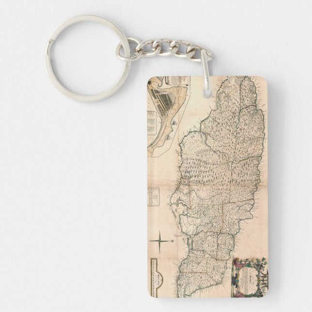 KARTE: JAMAIKA, 1755 2 SCHLÜSSELANHÄNGER (Vorderseite)