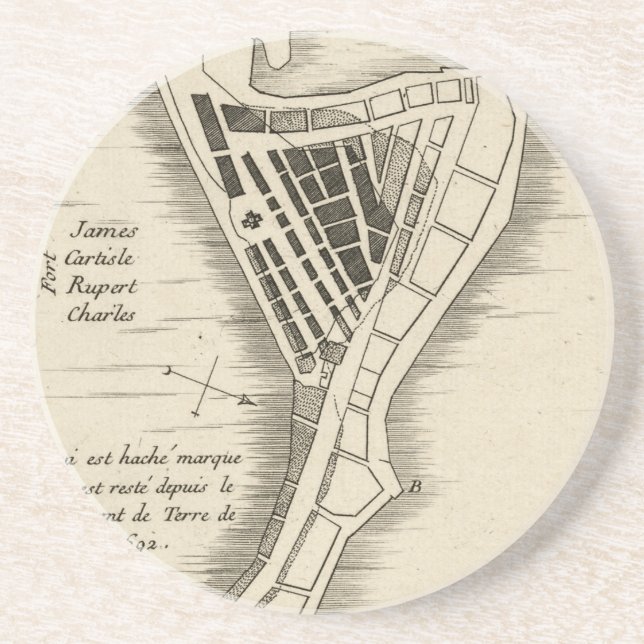 KARTE: JAMAIKA, 1755 SANDSTEIN UNTERSETZER (Vorne)