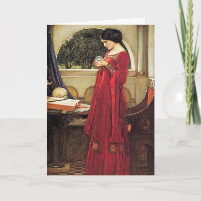 Karte:  JohnWaterhouse - der Kristallball Feiertagskarte (Vorderseite)