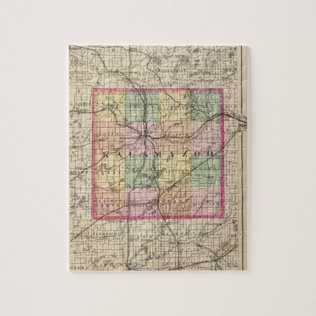 Karte Kalamazoo Landkreis, Michigan Puzzle (Vertikal)