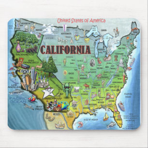 Karte Kaliforniens USA Mousepad