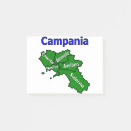 Karte Kampanien mit den Provinzen Post-it Klebezettel