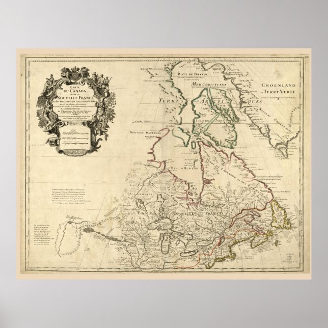 Karte Kanadas (ca. 1718) Poster (Vorne)