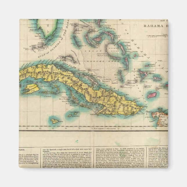 Karte Kubas und der Bahamas Magnet (Vorne)