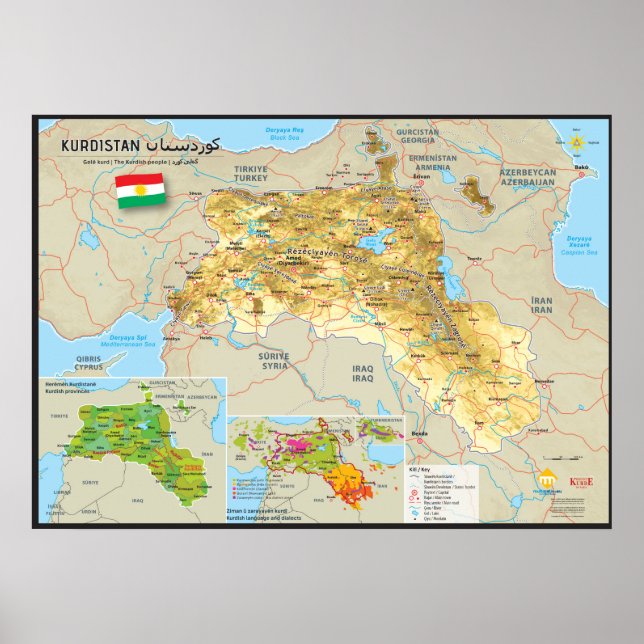 Karte Kurdistans Poster (Vorne)