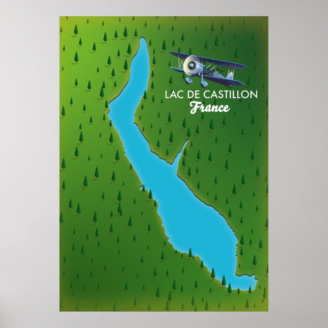 Karte "Lac de Castillon France" Poster (Vorne)