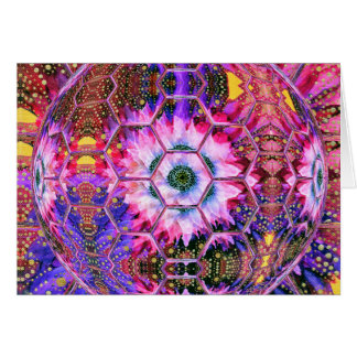 Karte: lila, rosa, wunderschöne, fröhliche Blumenk