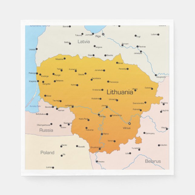 Karte Litauens Serviette (Vorderseite)