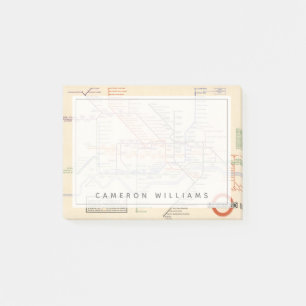 Karte Londons der Untergrund-Eisenbahnen Post-it Klebezettel