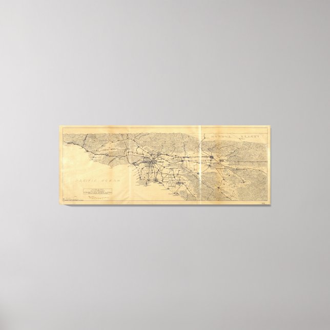 Karte Los Angeles & San Gabriel Mountains (1915) Leinwanddruck (Vorderseite)