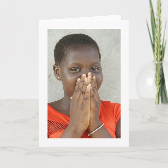 Karte, "Mädchen in einem orangeroten Kleid " Karte (Vorderseite)