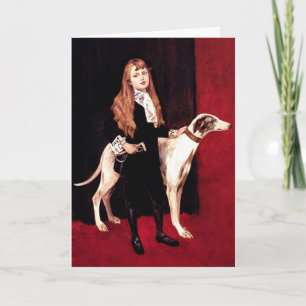 Karte: Mädchen mit Windhund Feiertagskarte