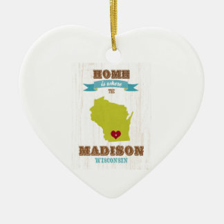 Karte Madisons, Wisconsin - Zuhause ist wo das Keramikornament