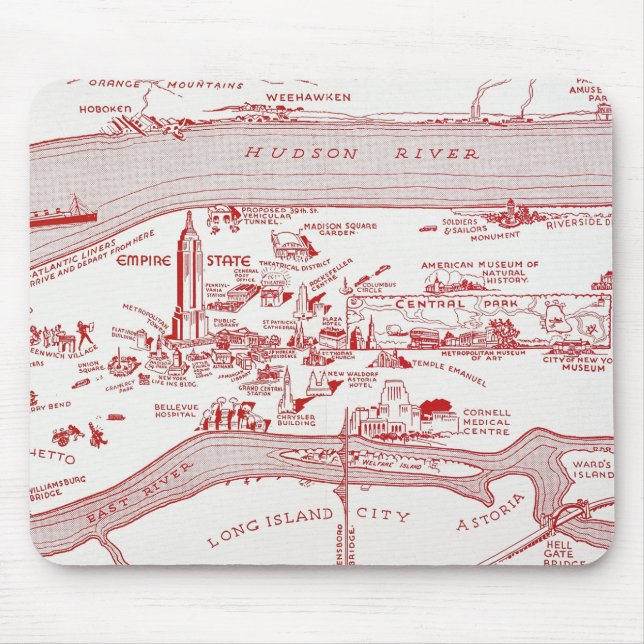 KARTE: MANHATTAN, c1935 Mousepad (Vorne)