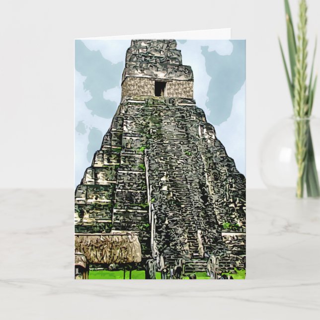 Karte: Mayatempel bei Tikal, Guatemala Feiertagskarte (Vorderseite)