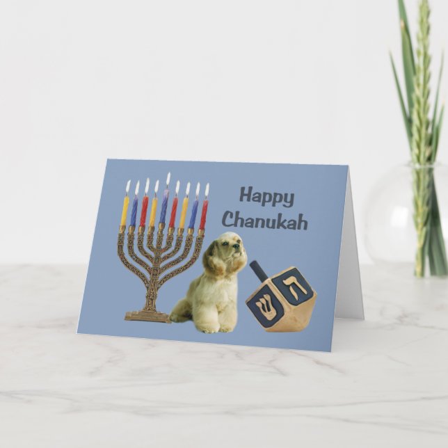Karte Menorah4 Cocker spaniels Chanukah (Vorderseite)