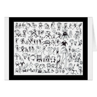 Karte mit 100 hässliche Affen