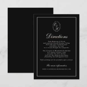 Karte mit Anweisungen für eine Black-Tie-Hochzeit