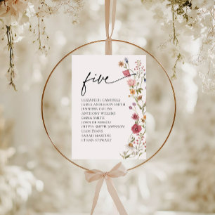 Karte mit Blumenbestellkarte   Tabelle fünf