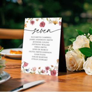 Karte mit Blumenbestellkarte Tabelle Sieben
