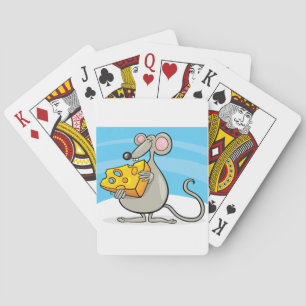 Karte mit Cartoon-Maus, die Käse isst Spielkarten