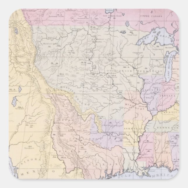 Karte mit den Orten der indischen Stämme Quadratischer Aufkleber (Vorderseite)