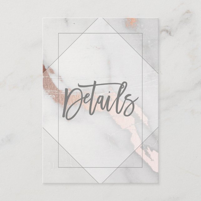 KARTE MIT DETAILS ZU MARMOR UND ROSE GOLD WEDD (Vorderseite)
