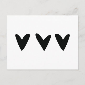 Karte mit drei niedlichen schwarzen Herzen