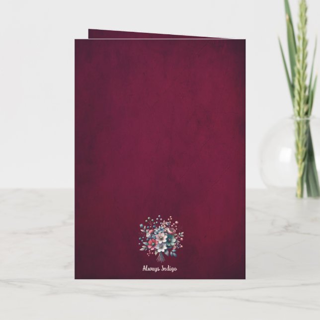 Karte mit gefaltetem Gruß,  Himbeer-Magnolie (Rückseite)