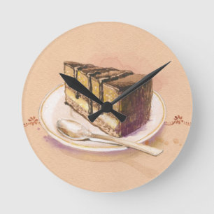 Karte mit gemaltem Aquarellkuchen Runde Wanduhr