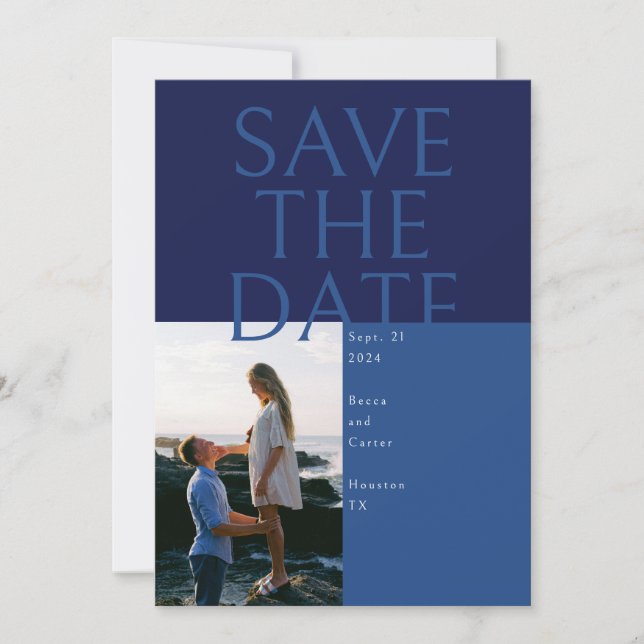 Karte mit großem Text für Save-the-Date (Vorderseite)