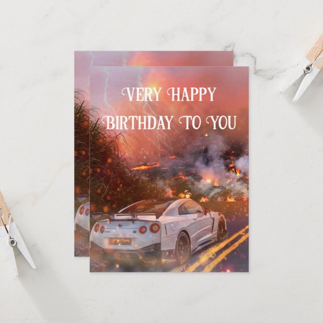 Karte mit Nissan GTR-Flachkarte (Vorderseite/Rückseite Beispiel)