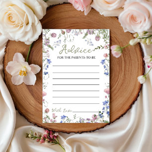 Karte mit Ratschlägen für Baby Shower Wildflower