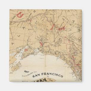 Karte mit Routen von San Francisco nach Alaska Magnet