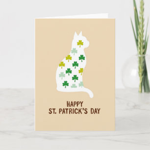 Karte mit Silhouette einer Katze und Shamrocks