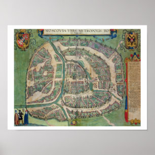 Karte Moskaus, von "Civitates Orbis Terrarum" von Poster