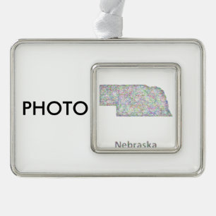 Karte Nebraska Rahmen-Ornament Silber