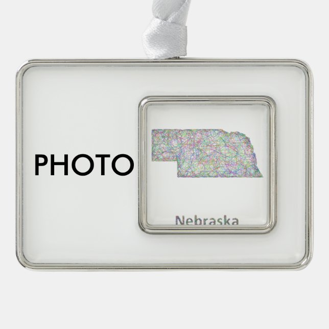 Karte Nebraska Rahmen-Ornament Silber (Vorderseite)