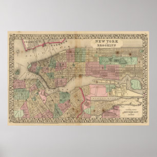 Karte New York, Brooklyn durch Mitchell Poster