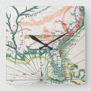 Karte: Nordamerika, 1742 Quadratische Wanduhr