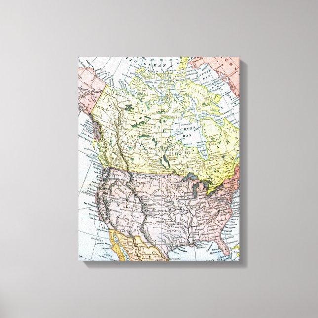 KARTE: NORDAMERIKA, 1890 LEINWANDDRUCK (Vorderseite)