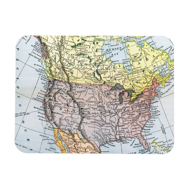 KARTE: NORDAMERIKA, 1890 MAGNET (Horizontal)