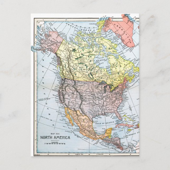 KARTE: NORDAMERIKA, 1890 POSTKARTE (Vorderseite)