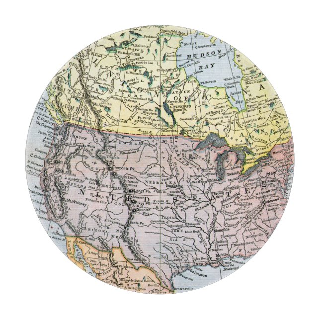 KARTE: NORDAMERIKA, 1890 SCHNEIDEBRETT (Vorderseite)