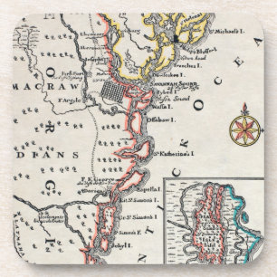 Karte: Nordamerika, C1700 Getränkeuntersetzer