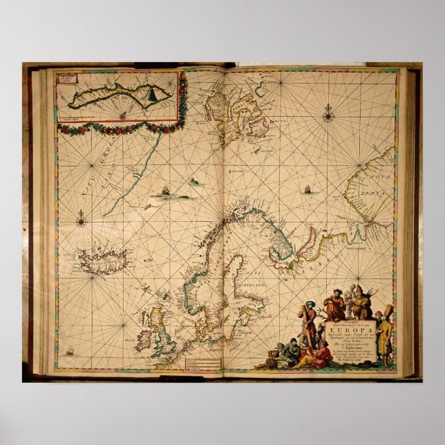 Karte Nordeuropas Poster (Vorne)